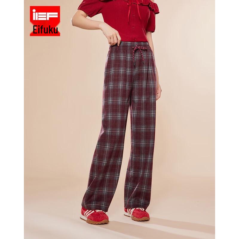 

IEF 2025 Осень Корейские Ретро Клетчатые Домашние Брюки S