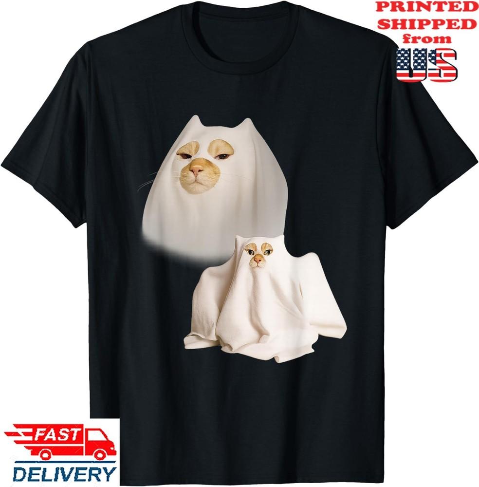 Ghost Cat Meme Funny Artwork Men Women T-Shirt, Unisex Tee Unisex T-Shirt XXL