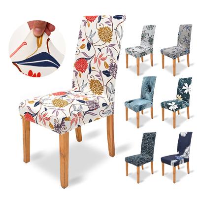 1pcs Elastic Floral Print Chair Covers Breathable Dining Chair Slipcover Soft Dinning Chair Protector Banquet Hotel Dining Room