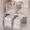 Boîte de rangement transparente de grande capacité à quatre compartiments, Organisateur cosmétique transparent pour coiffeuse avec 3 séparateurs amovibles