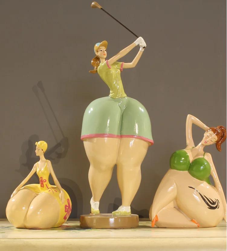 Nordic Plump Beauty Female Figurines Sculpture Ornaments Home Living Room Desk Fat Girl Statue Resin Decoration Accessories