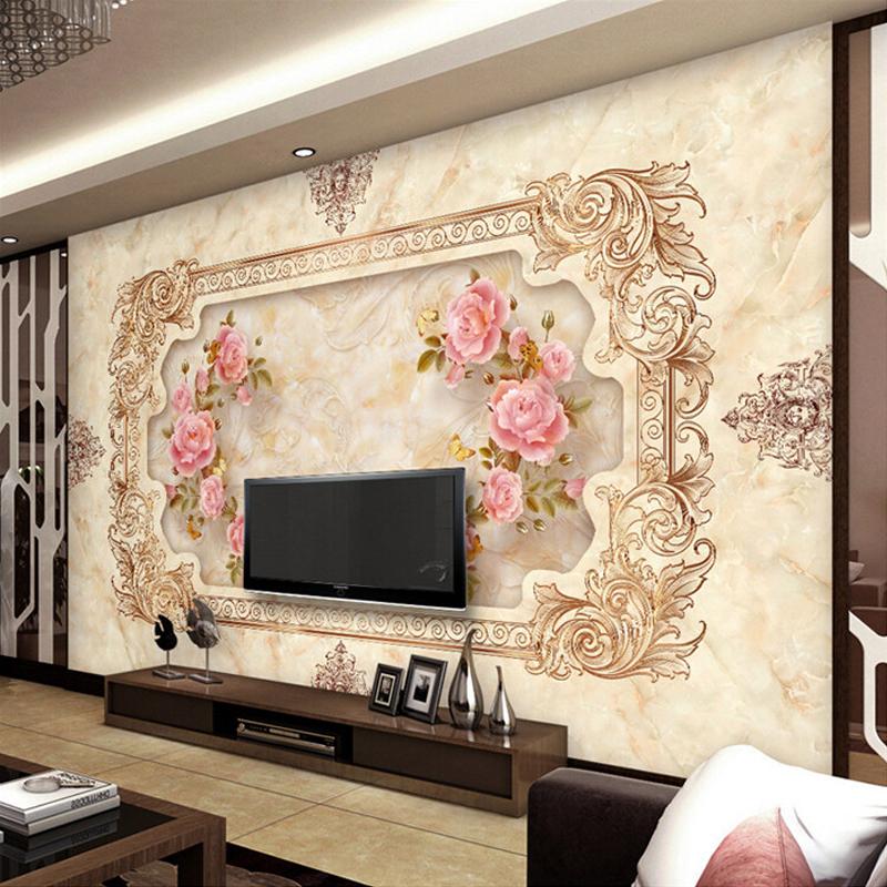 Size Wallpaper European Style 3d Stereo Relief Rose Flower Mural Wall Decoration Living Room Bedroom Wall Paper