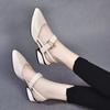 zapatos de mujer women classic light weight spring & summer hollow out square heel shoes lady cool blue leather work shoes ab259