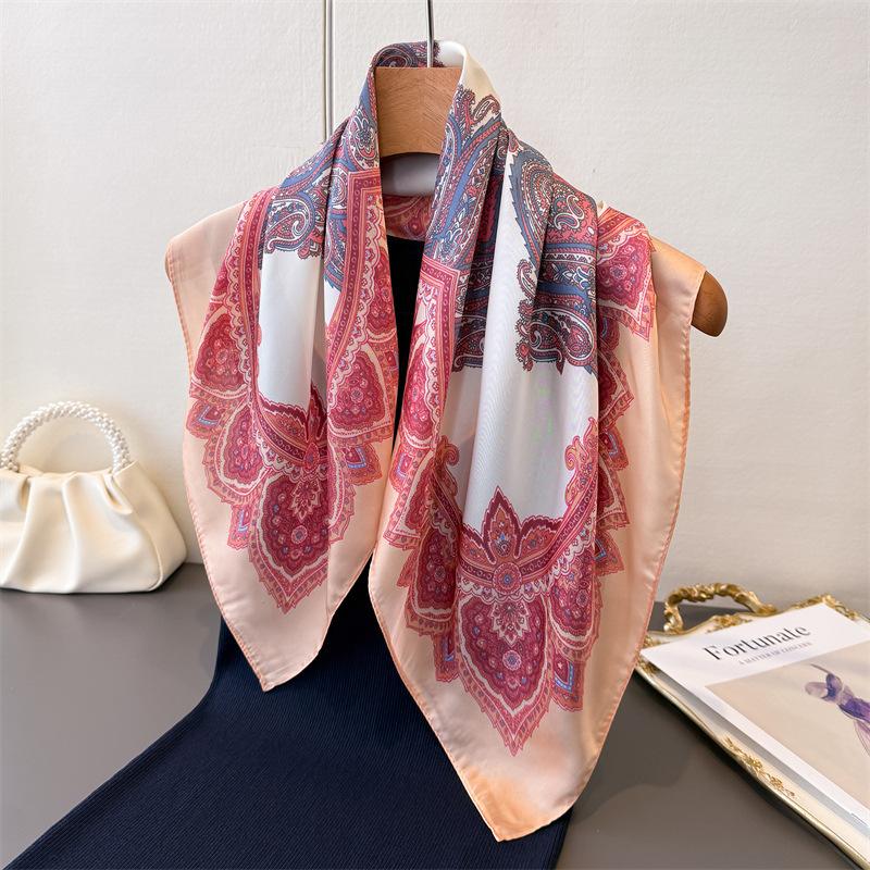 Sunscreen Light Luxury Printed Silk-Like Scarf Shawl Neck Scarf High-End Versatile Women's Headband