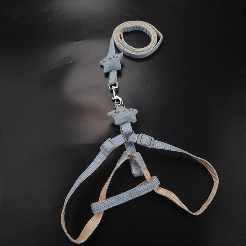 Dog Leash and Collar Set Cute Starfish Puppy Kitten Harness Striped Cotton Halter 4 Color for Little Dogs Leads Cat Accessories