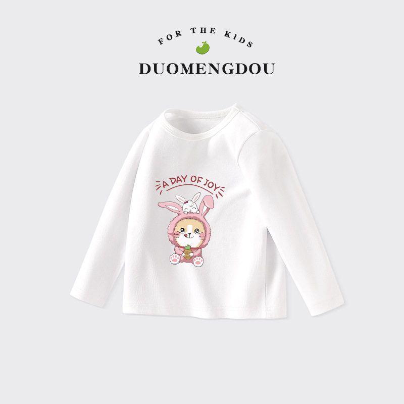Girl Long Sleeves T-Shirt Spring and Autumn Baby Pure Cotton round Neck Pullover Tops Kids Strawberry Bottoming Shirt Clothes