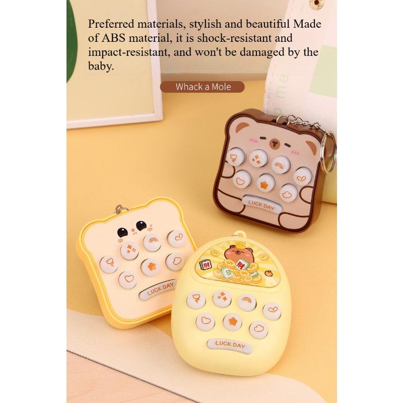 1PC handheld palm cartoon bread whack-a-mole game console electronic luminous toy small pendant keychain