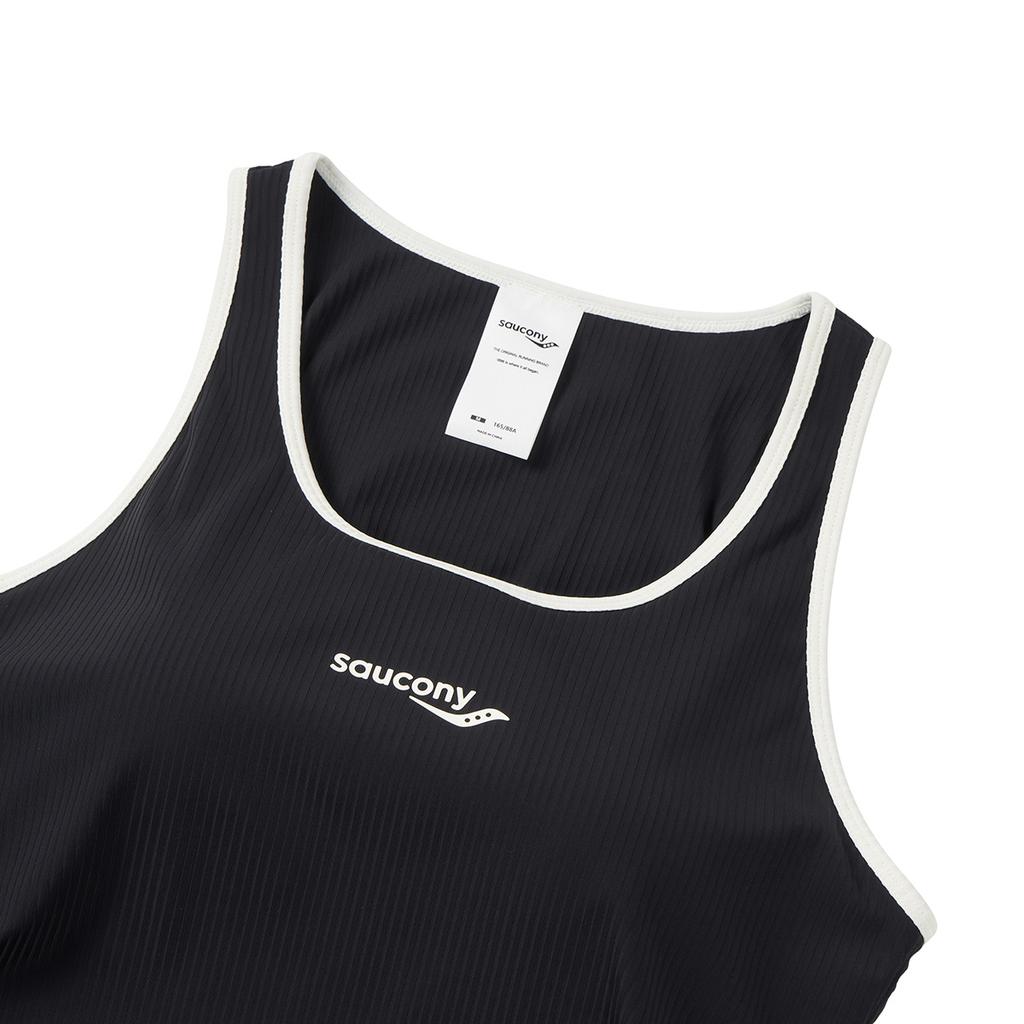 Saucony Two-In-One Round Neck Fashion Soft Skin-Friendly Sleeveless Tank Top Women Tops Black SA1259TK51L-BK001