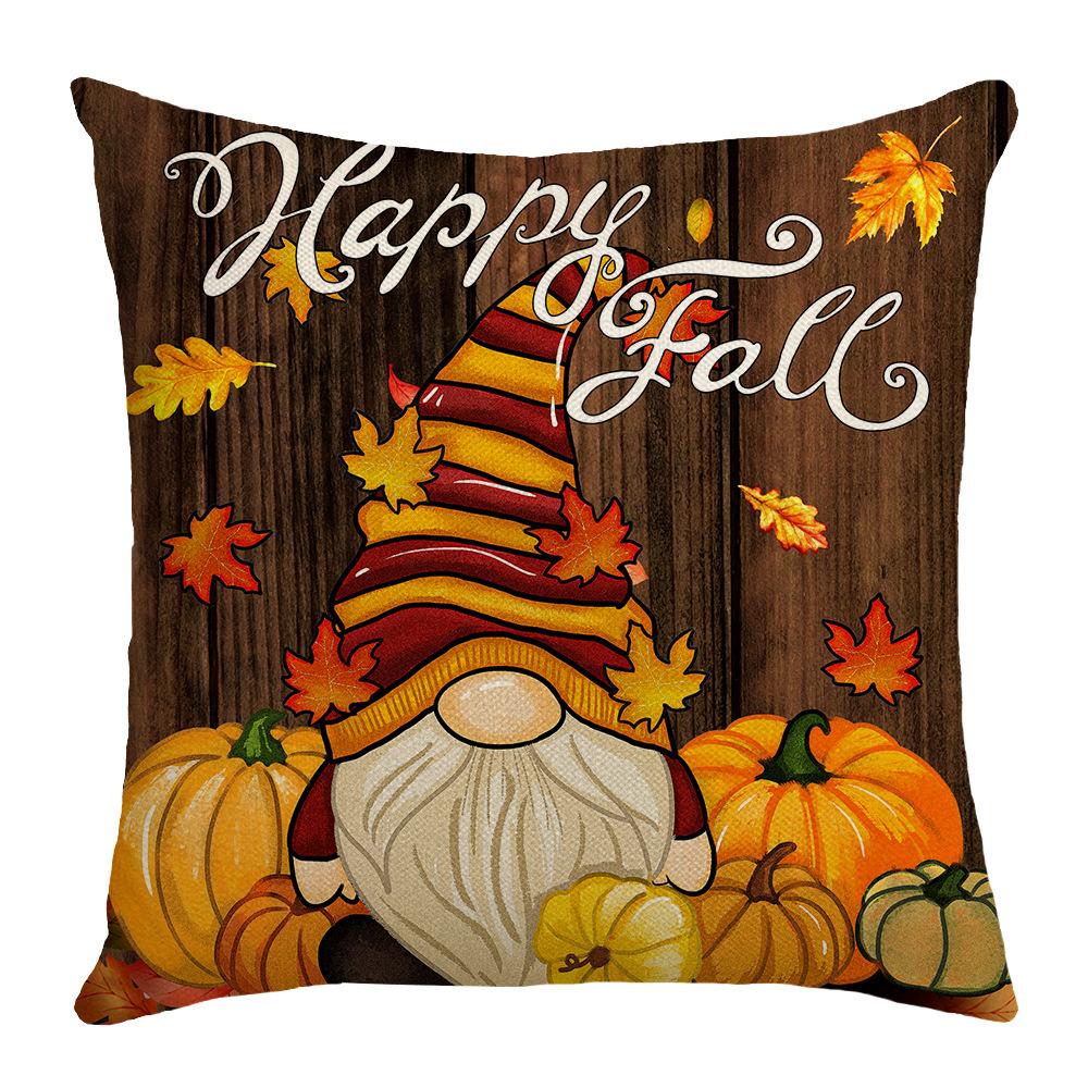 

New Autumn Cushion Retro Pumpkin Gnome Farm Truck Home Cushion Pillow Cover 45 * 45Cm (excluding pillow core)