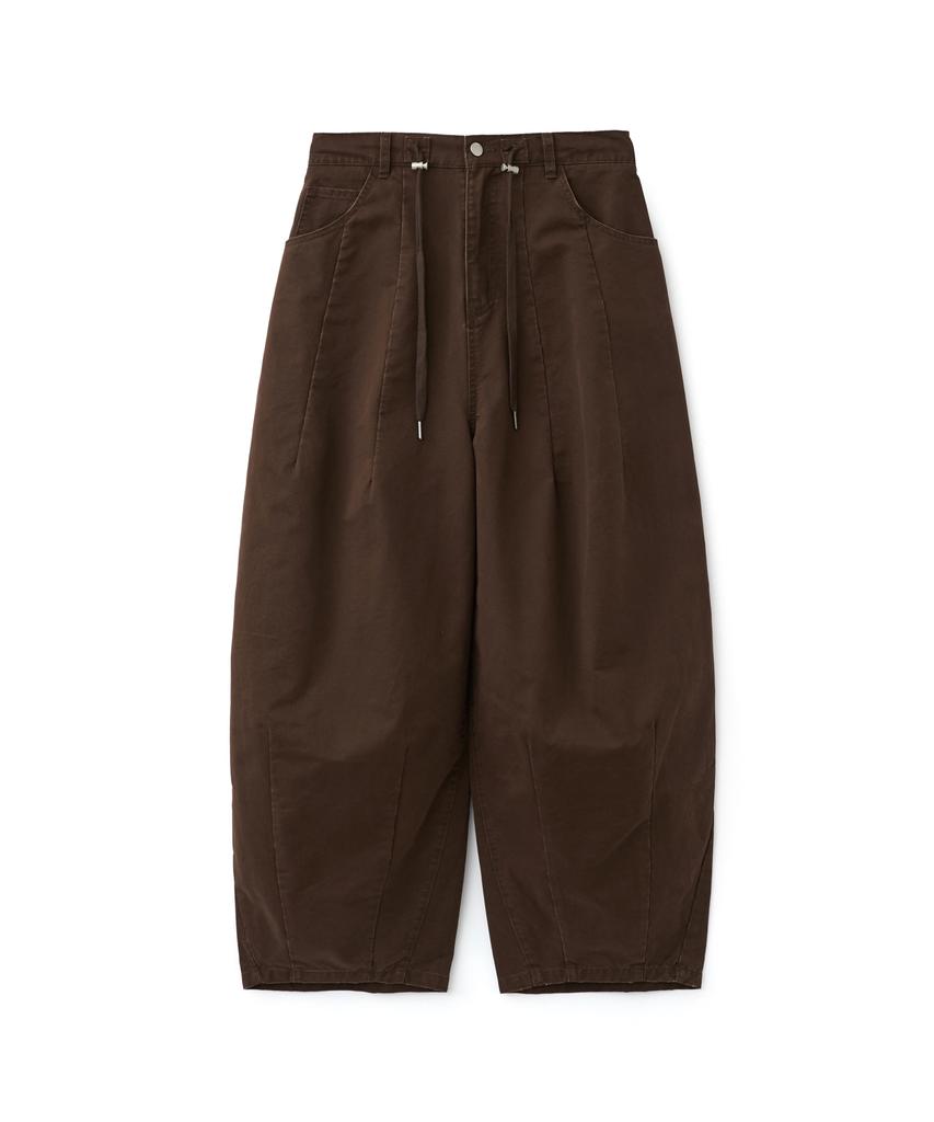 AOTT Washed Wide Balloon String Cotton Pants Brown