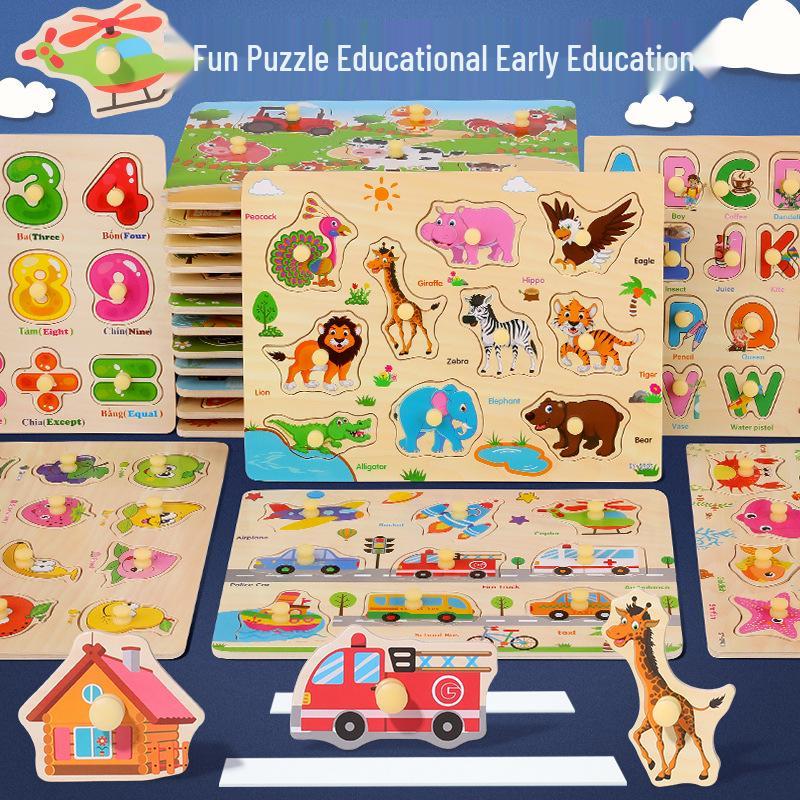 Kids' Early Education Puzzle: Mushroom Nail & Fruit Vegetable Board for Ages 1-3