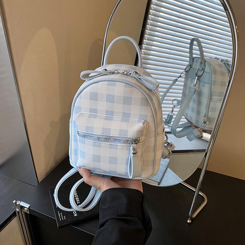 Backpack women's fashion niche plaid bag new fresh leisure high value travel small backpack