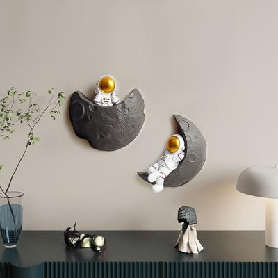 Three Dimensional Wall Decoration Astronaut Moon Resin Craft 3D Space Theme Hanging Ornament Kids Room Decor