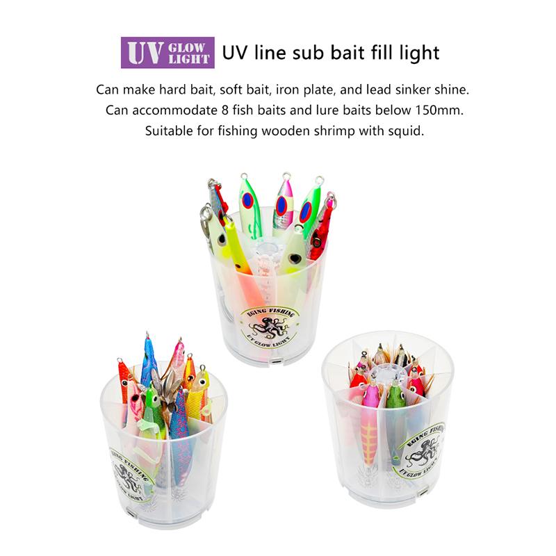 Fishing Bags And Boxes Fishing Lure Uv Glow Light Fill Light Usb Port Charging Squid Jig Tackle Box Hard Bait Jig Storage Case