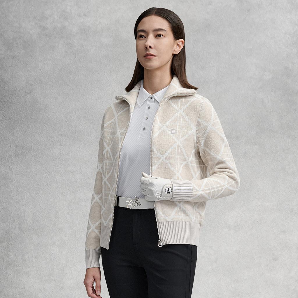 FILA Golf Series Minimalist Stylish Classic Casual Versatile Warm Comfortable Knitted Jacket Women jackets A11W615406FGY