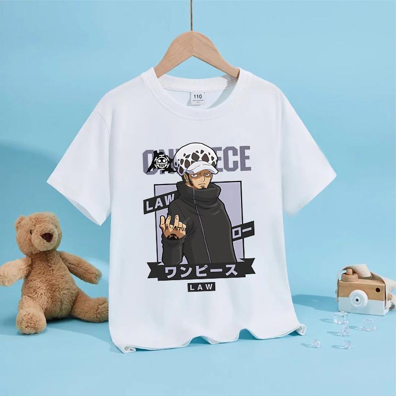 Anime Luffy Zoro Boy T Shirt One Piece Short Sleeve White Tops Summer Children Clothes Toddler Cotton Tee Shirts Baby Clothing