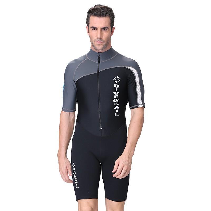 

Factory One-piece Diving Suit Women s Short-sleeved Shorts 1.5MM Sunscreen Snorkeling Surfing Wet Thermal Swimsuit Men L