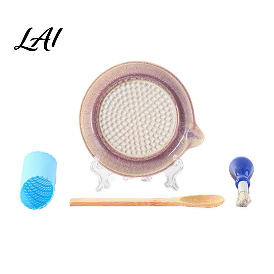 Mess-free Garlic Grater 5Pcs/Set Ceramic Plate with Pour Spout Ginger Cheese Manual Grinder Handheld Crusher Raised Teeth Kitchen Onion Lemon