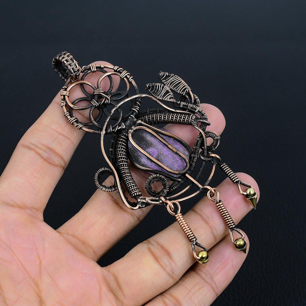 Purpurite Jewelry, 999 Copper Wire Wrapped Pendant Handmade Gemstone Jewelry, Gifts For Wife Brand New Pendant