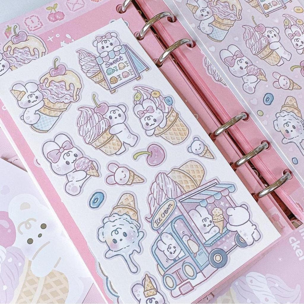Korean Cute Cartoon Rabbit & Bear Stickers - Korean Style Guka Diary DIY Decorative Decals
