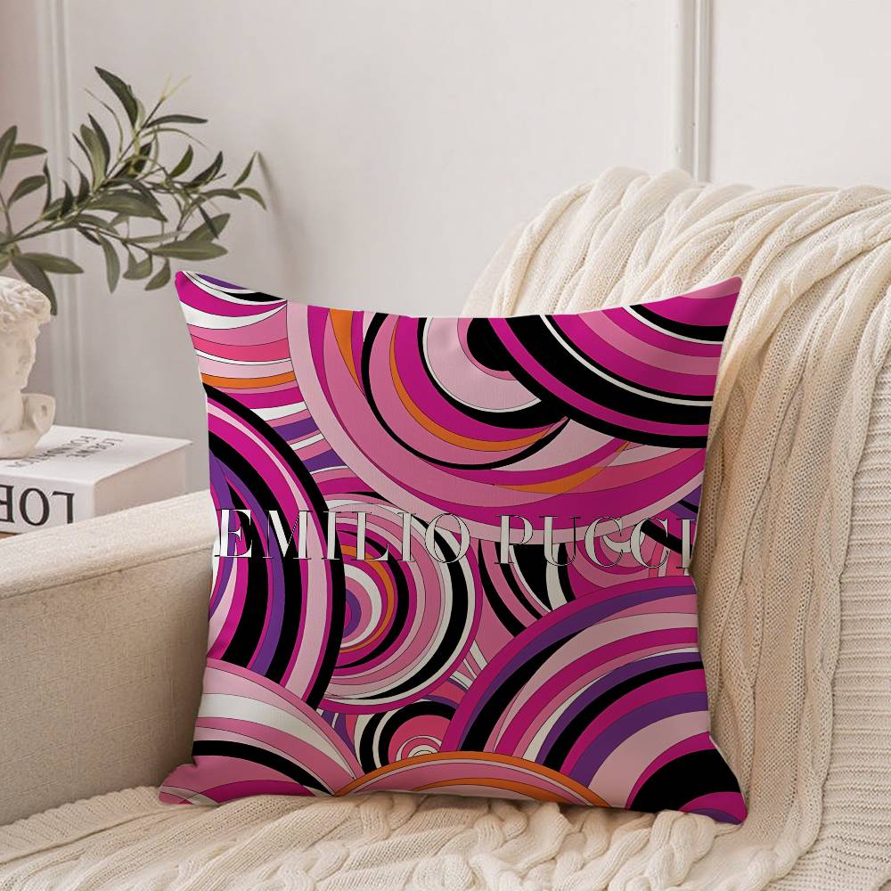 E-EE-Emilio Logo P-Pucci Pillow Case Home Decor Throw For Sofa Bed Car Room Decor Gift Idea