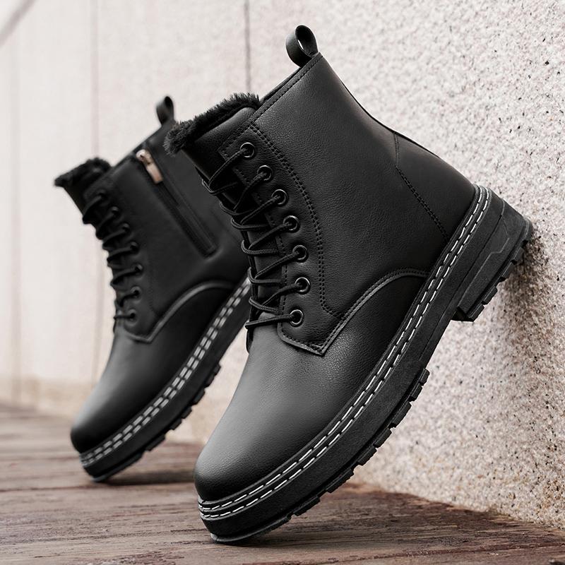 Men's casual plus size high top winter shoes fashion comfort shoes outdoor slip-resistant wear-resistant thicken leather boots