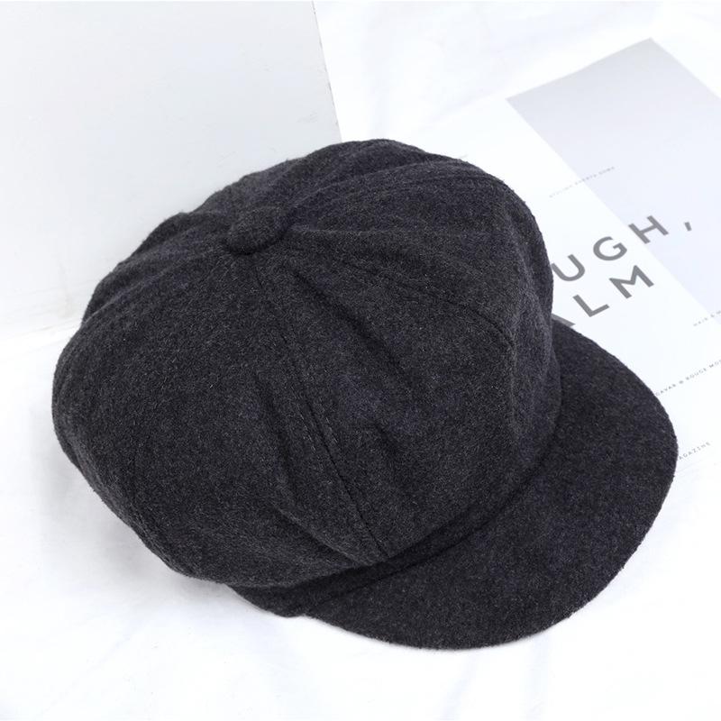 Boina otoño e invierno retro octogonal de lana sombrero de ocho paneles sombrero de pintor moda para mujeres jóvenes literarias sombrero cálido