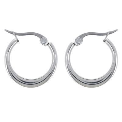 [R4883] - Silver 'Choréographie' Steel Hoop Earrings - 20 Mm 3 Mm