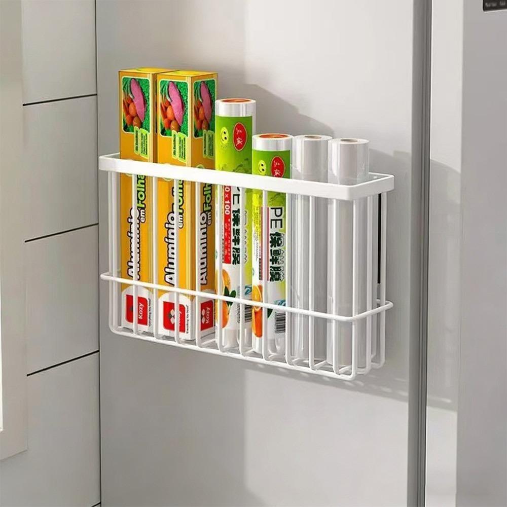 Wall Hanging Magnetic Storage Basket Refrigerator Side Storage Rack  Household Organization
