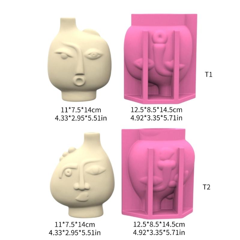 Creative Vase Molds Silicone Crafting Molds Abstract Face Shape Great for Concrete Flower Pots and Artistic Pen Holders