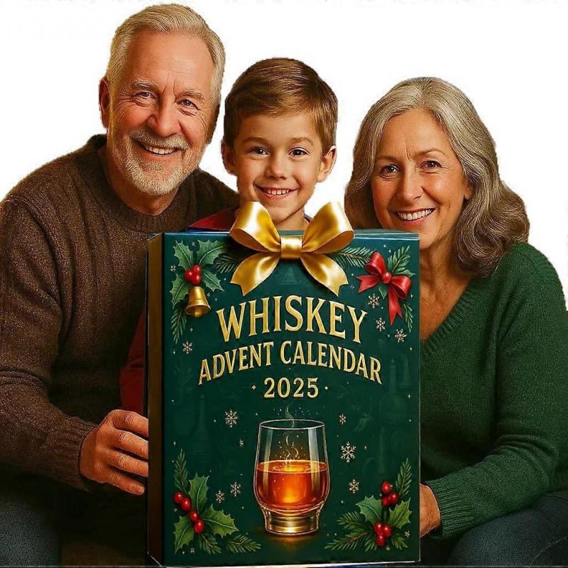 2025 Whiskey Advent Calendar - 24 Days Premium Whiskey Tasting Experience for Christmas Countdown, 2D Flat Plane Design with Airplane Box