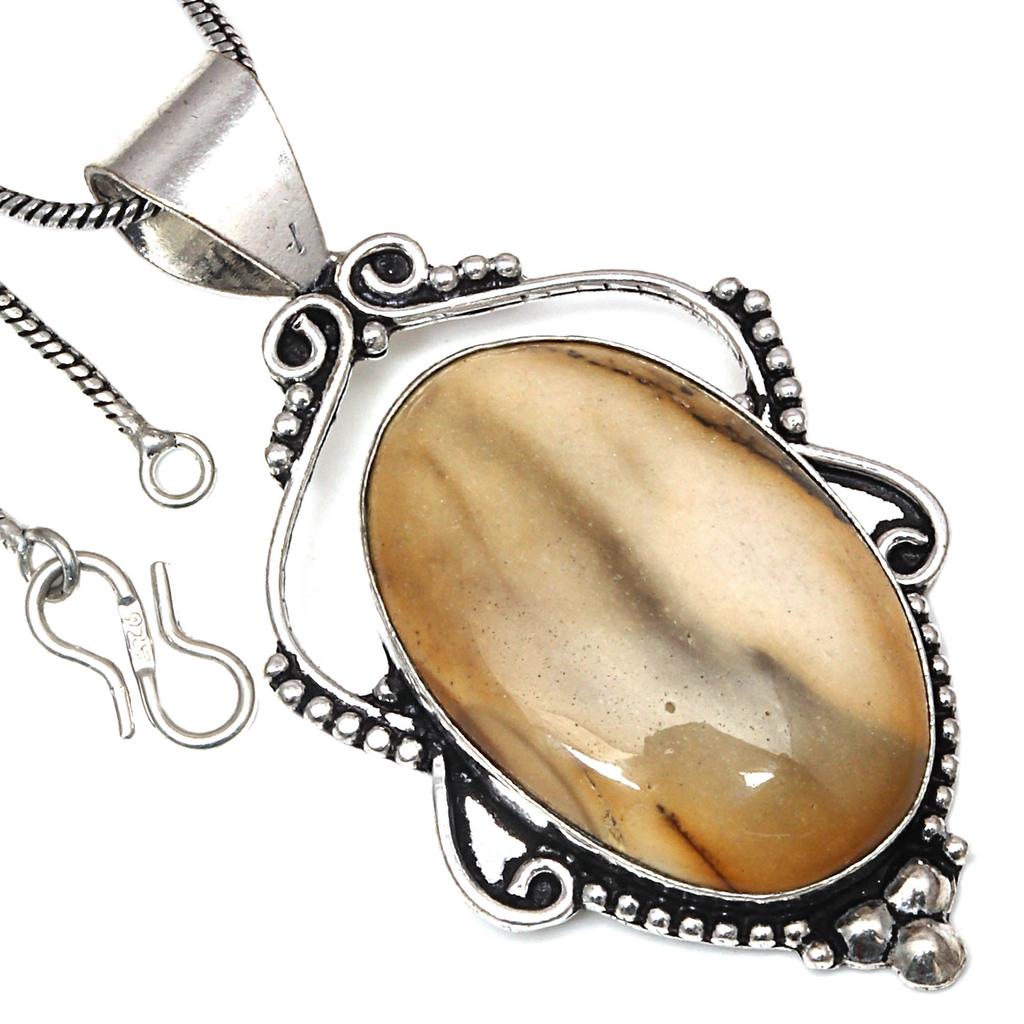 Pendant Wild Horse Jasper Gemstone Handmade Gift For Her Silver Jewelry 2.5"