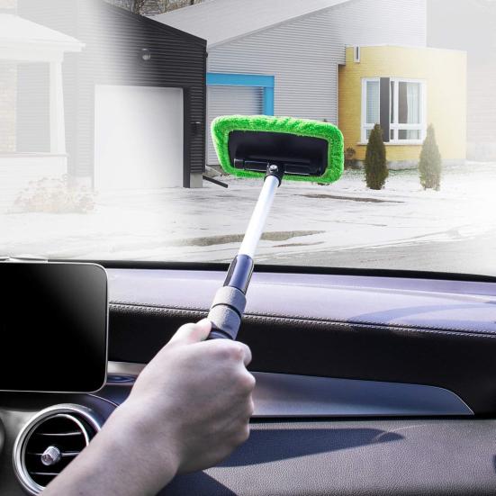 Kartáč na čištění autoskel Čistič čelního skla s otočnou hlavou o 180 stupňů a dlouhou rukojetí Čistič skel RV auta