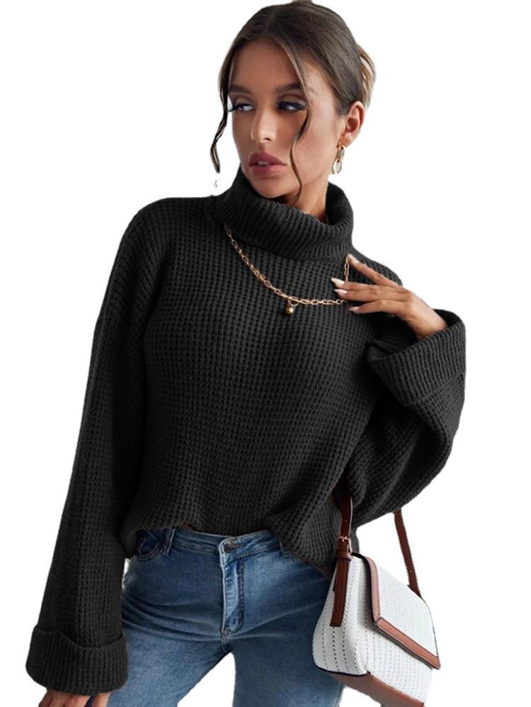 Pull à Col Haut Ample en Tricot pour Femme - Vêtement d'Extérieur Pull Décontracté Automne & Hiver