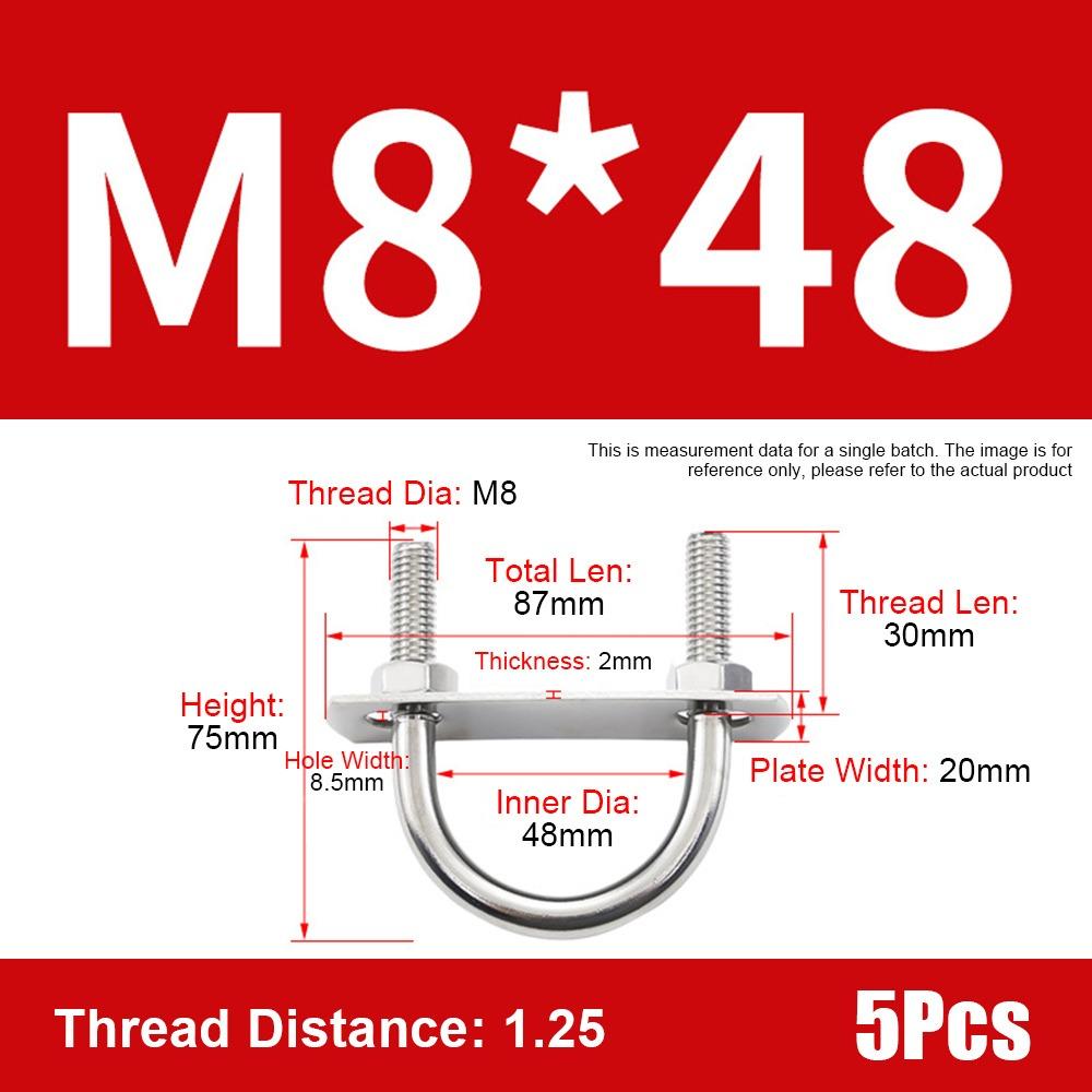 1Set With Baffle M8 Round Tube Clamp 304 Stainless Steel Round Bolt  for Round Tube