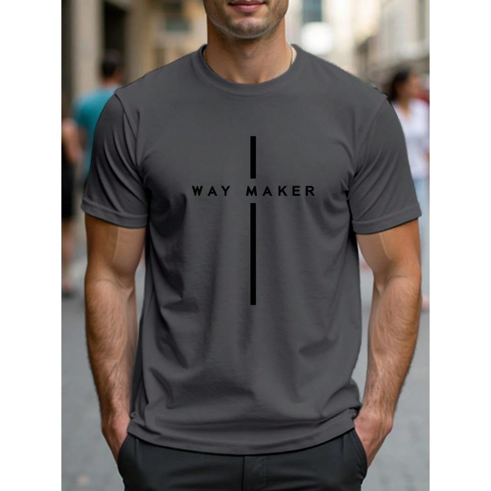 Summer Men's Casual Sports Loose Oversized Simple Letter Pattern Printed Round Neck Short Sleeved T-shirt Top