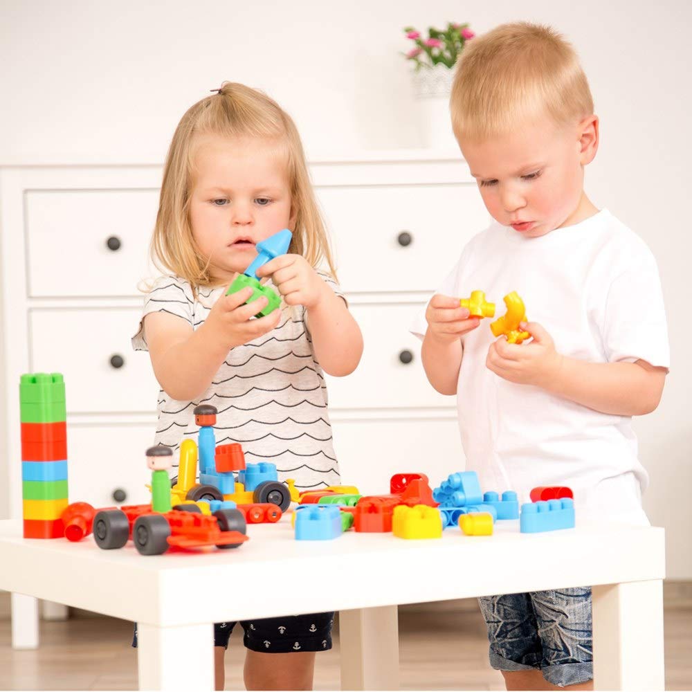 PolyM 760007 Washable Building Blocks Town 50 Pieces Set,