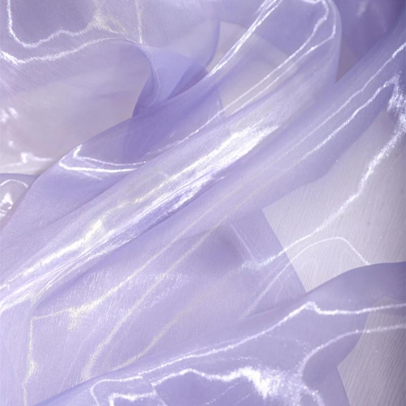 

Mesh Reflective Fabric Water Light Yarn Collection Liquid Textured Organza Designer Fabric DIY High Light Wedding Dress 100x145cm