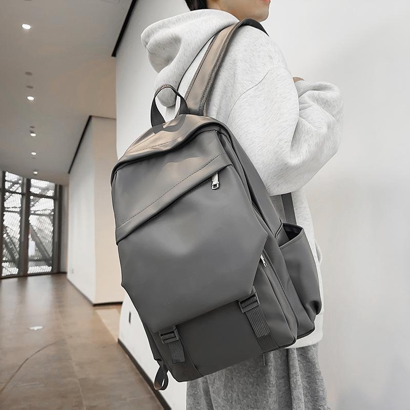 Men's Large Capacity PU Backpack Student Schoolbag Sports Computer Bag