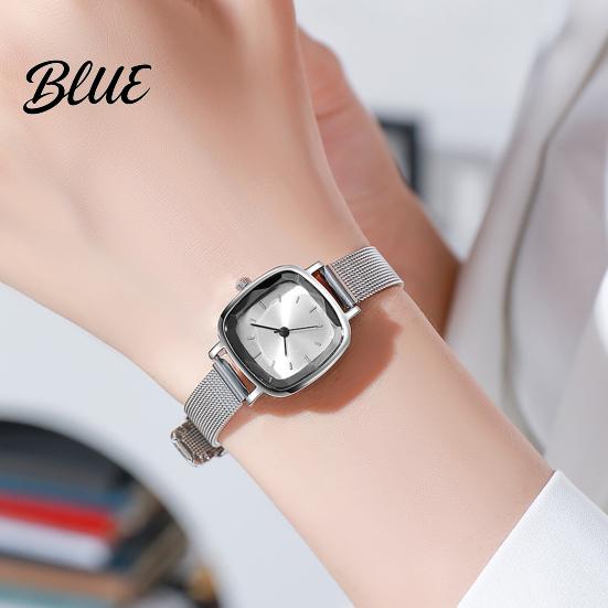 Retro Collegehorloge Uniseks Kwarts Minimalistisch Vierkant Wijzerplaat Eenvoudig Mesh