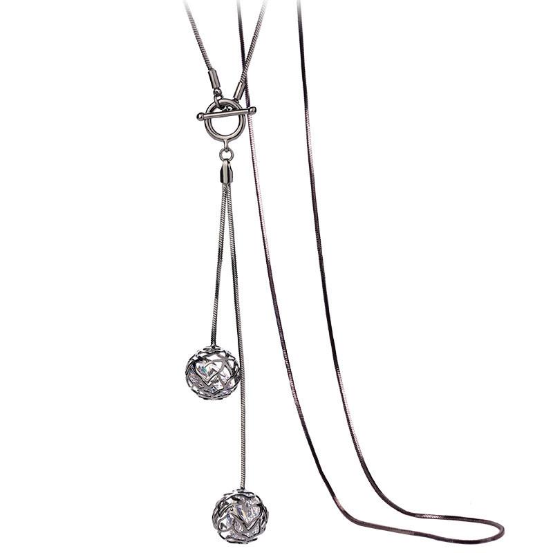 Chic 2021 Korean Style Tassel Ball T Bar Necklace For Women Beautiful Jewelry