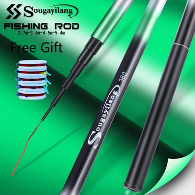 Super Light Hard Fishing Rod High Quality Carbon Fiber Telescopic Hand Pole 2.7M-5.4M Travel Carp Rod Fishing Float Set Fishing Combo