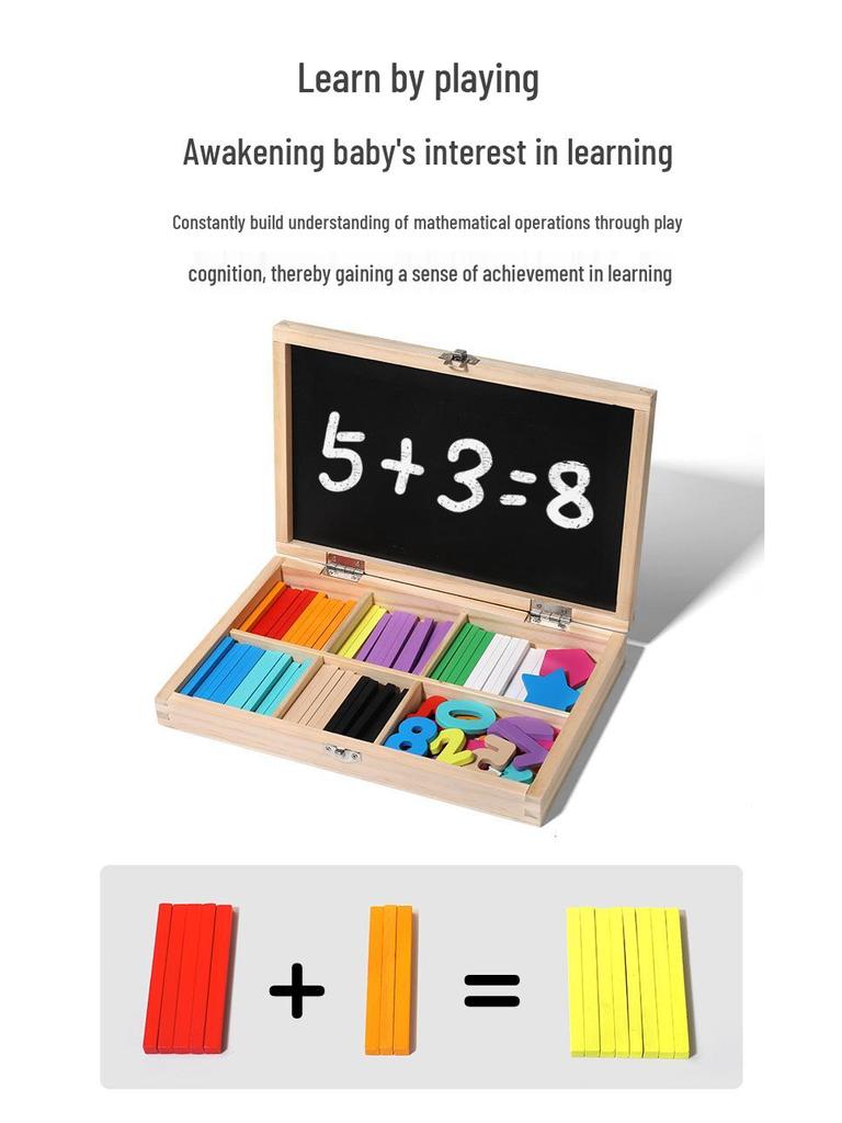 Children's Wooden Magnetic Counting Sticks & Drawing Board - Multifunctional Number Learning Toy