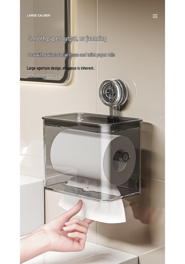 Wall-Mounted No-Punch Toilet Paper Dispenser and Storage Holder