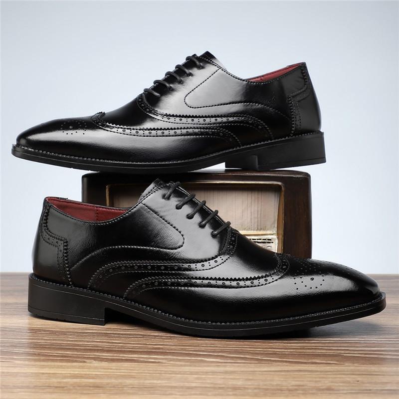 Retro Fashion New Men's Pointed Black Brown Patchwork Casual Oxford Shoes Male Wedding Dress Homecoming Footwear Zapatos Hombre