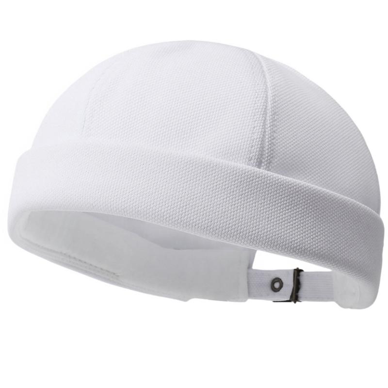 Round Brimless Cap for Casual Outfit Styling, Folded Band Docker Hat with Textured Woven Design, Adjustable Skull Hat for Women Men