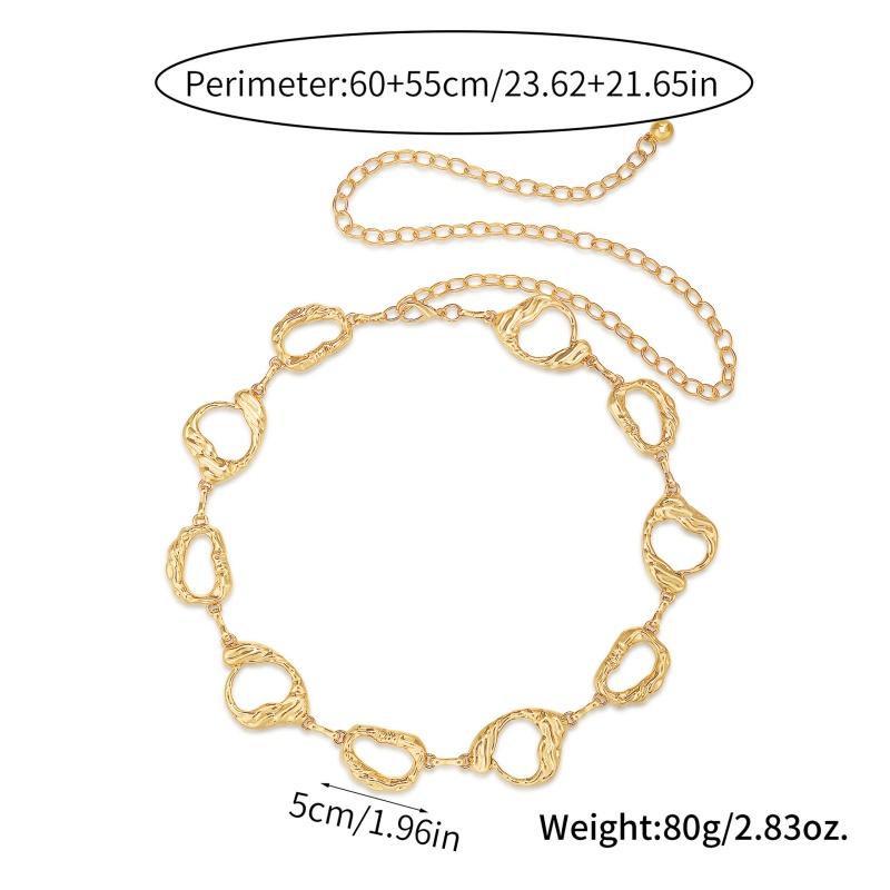 Simple Irregular Round Ring Waist Belts Fringes Chain Women Circle Metal Chain Belts Geometric Long Hollow Waistband