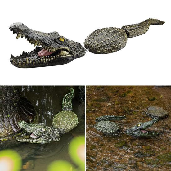Schwimmender Krokodil-Lockvogel, umweltfreundlicher, schwimmender gefälschter Krokodil-Lockvogel für den Teich, realistische Krokodil-Pool-Statue, ungiftige dekorative Krokodil-Skulptur