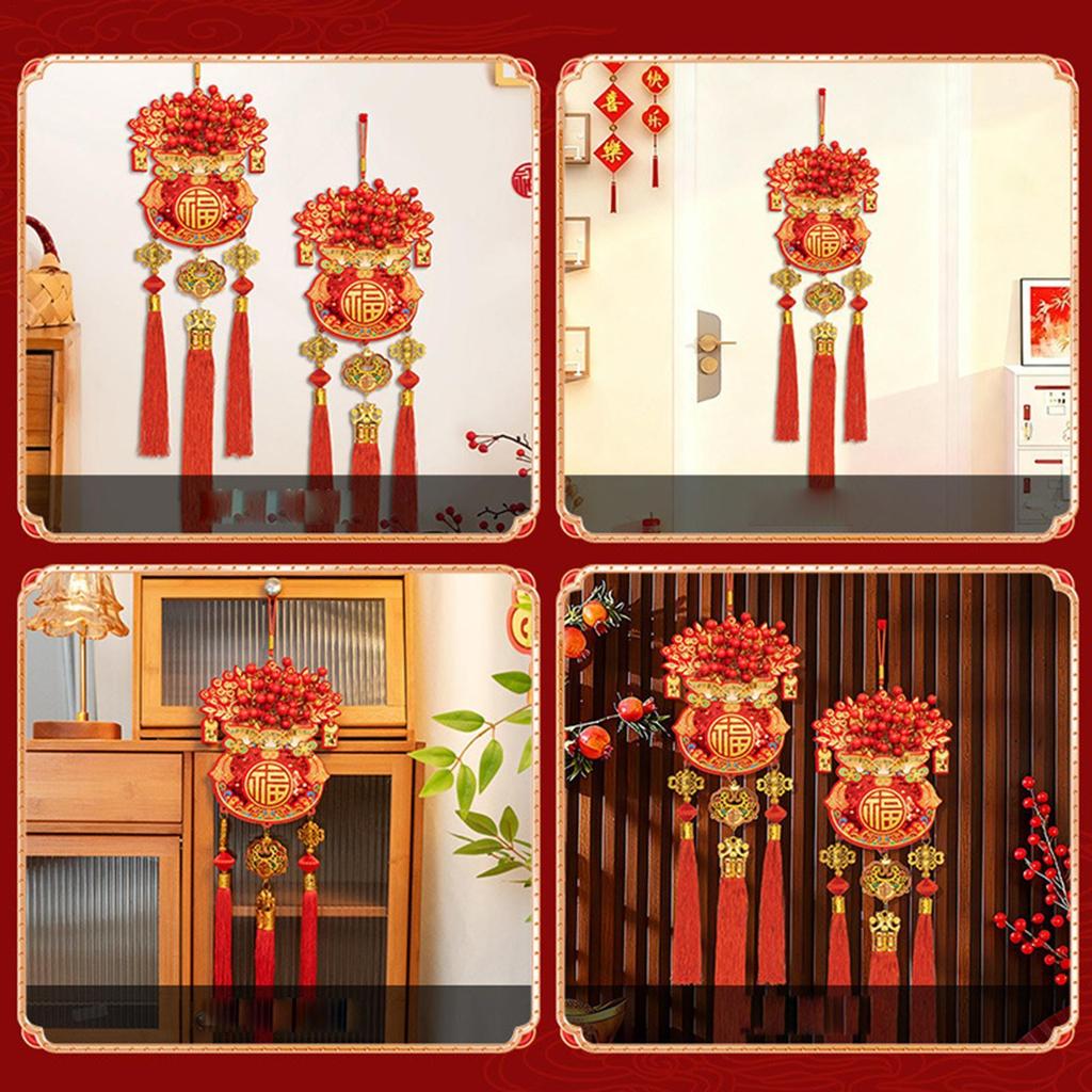 2026 Chinese New Year Knot Pendant Festive Red Tassel Hanging Ornaments For Hallway And Balcony Wall Decorations