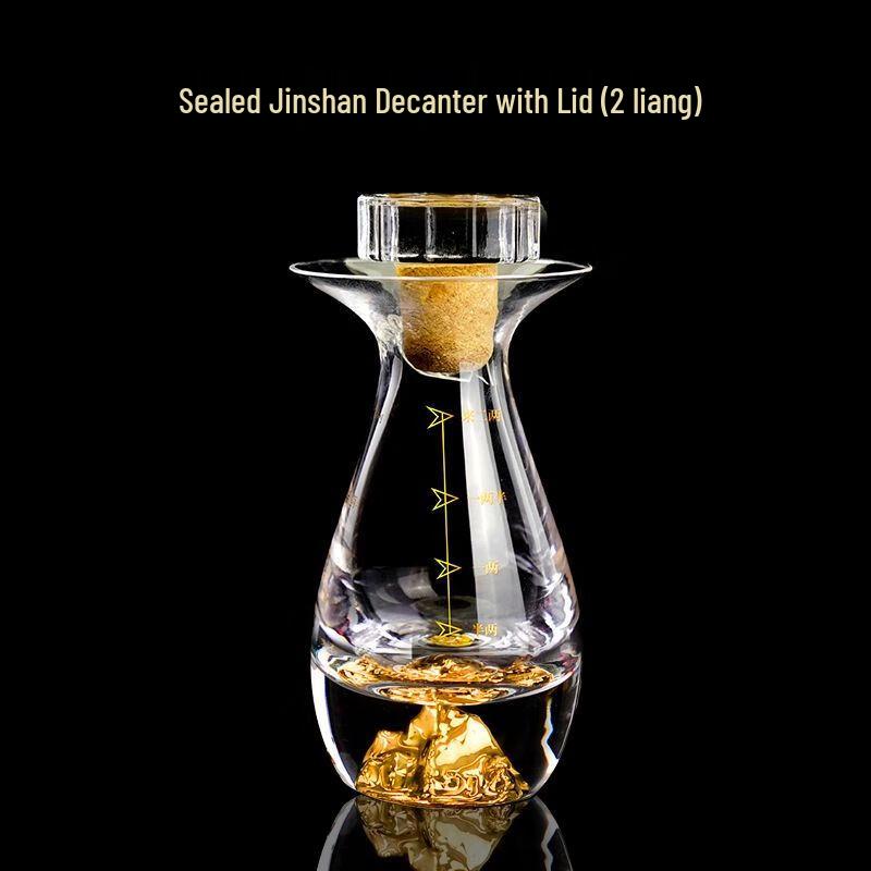 Lidded Gold Mountain Crystal Baijiu Decanter & Cup Sets